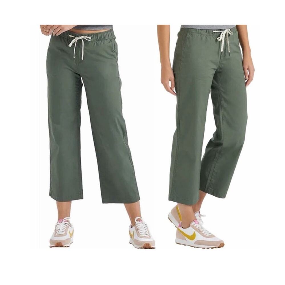 VUORI Women's Wide Leg Ripstop Pants Large Army Green Hiking Outdoors Gorpcore